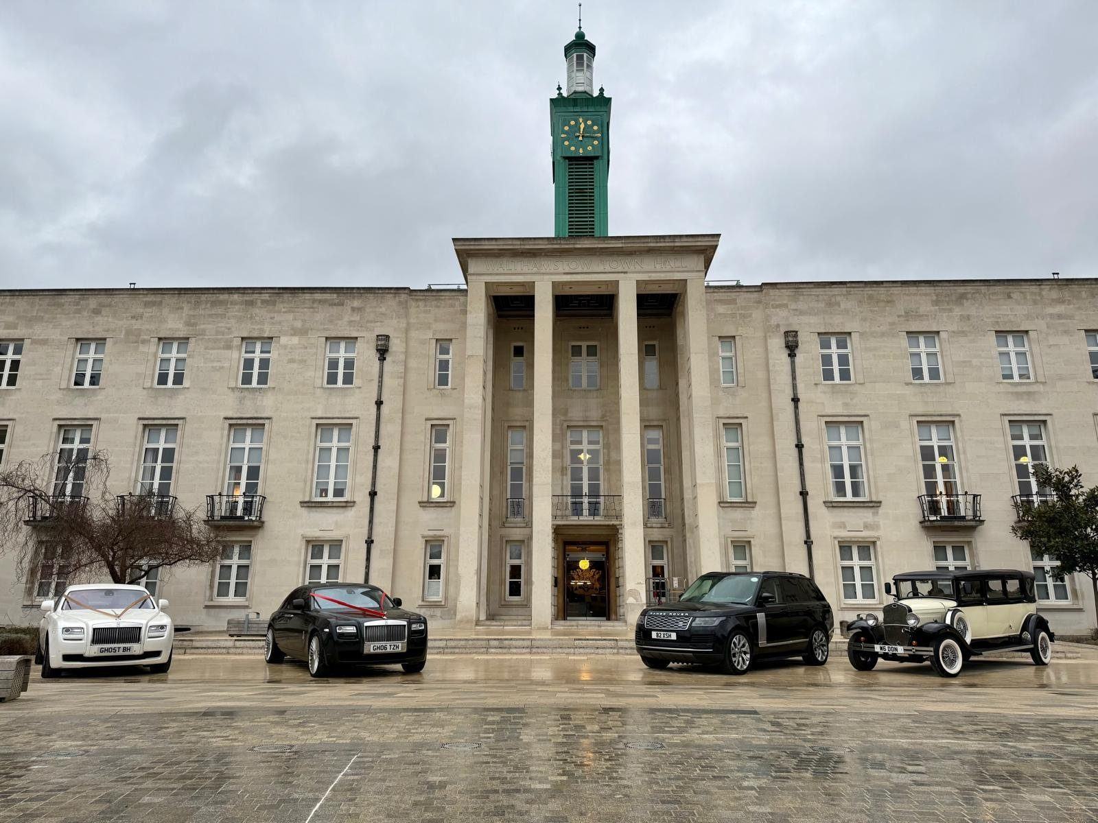 Bedford Executive Cars wedding fleet at Walthamstow Town Hall